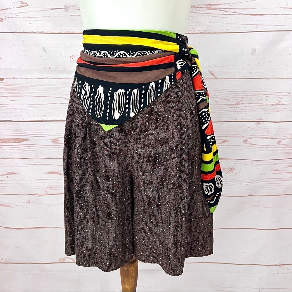 Vintage 90’s Cache Boho Confetti African Safari Tribal Bandana Culottes Shorts